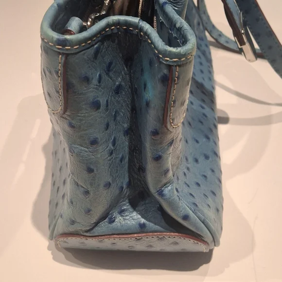 EUC Dooney & Bourke Teal Ostrich Leather 2-Way Medium Top Handle Satchel OS - Picture 15 of 16